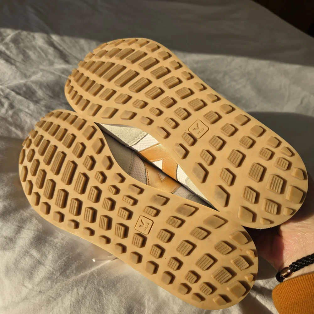 Veja White and Beige Runners Sneakers
